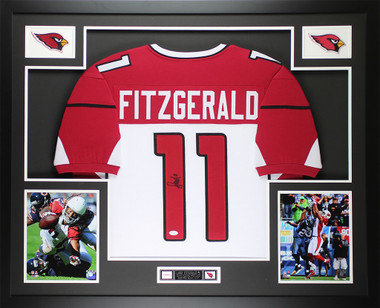 Larry Fitzgerald Autographed & Framed White Cardinals Jersey