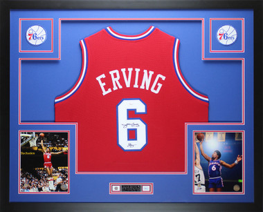 Julius Erving Autographed and Framed Philadelphia 76ers Jersey