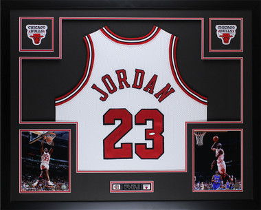 Michael Jordan Autographed UNC/Bulls Championship Shots Jersey Numbers  Display - Framed at 's Sports Collectibles Store