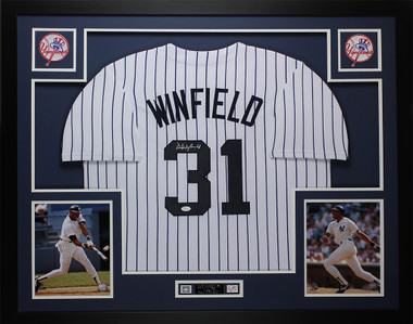 Dave Winfield Autographed and Framed White Pinstriped Yankees Jersey