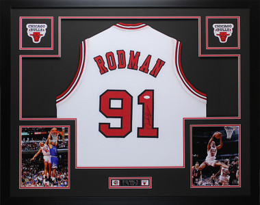 Dennis Rodman Signed Chicago White Basketball Jersey (JSA) — RSA