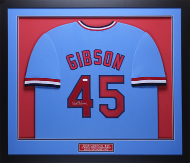 Bob Gibson Autographed Signed St Louis Light Blue Pro Style Baseball Jersey  (JSA)