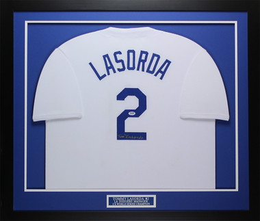 Tommy Lasorda Autographed and Framed Gray Dodgers Jersey Beckett COA