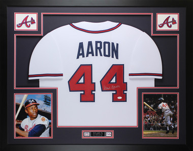 Hank Aaron Signed Atlanta Braves Authentic Majestic Cream 44