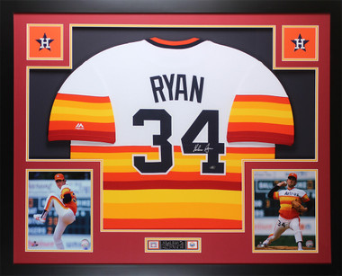 Nolan Ryan Signed Houston Astros Majestic Rainbow Sleeve Jersey