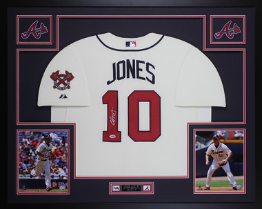 Chipper Jones Autographed and Framed Gray Atlanta Braves Jersey