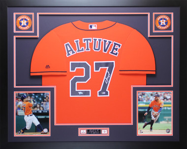 Jose Altuve Signed Houston Astros 35x43 Custom Framed Jersey (MLB