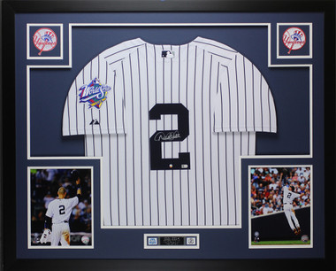 Derek Jeter Autographed and Framed White Pinstriped Yankees Jersey