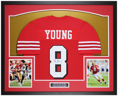 Steve Young Autographed San Fransisco Red Stats Football Jersey (JSA) –  Golden Autographs