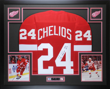 Chris Chelios Signed Autographed Framed Chicago Blackhawks Jersey JSA