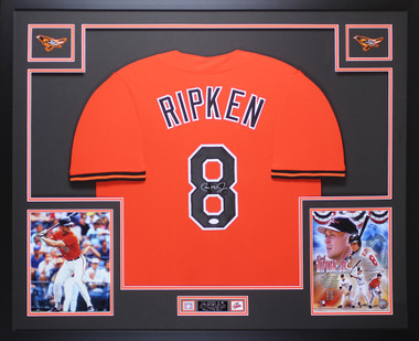 Cal Ripken Autographed and Framed Orange Orioles Jersey Auto Fanatics COA