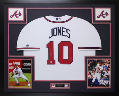 Chipper Jones Autographed Atlanta Braves 1995 World Series Signed Majestic  Baseball Framed Jersey Beckett COA