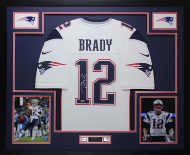 Tom Brady Autographed and Framed White New England Patriots Jersey