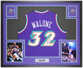 Karl Malone Autographed and Framed Utah Jazz Jersey