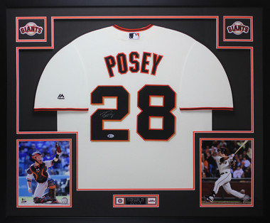 Buster Posey Autographed San Francisco Signed Cream Jersey 3 x