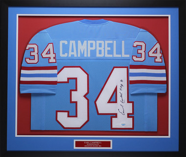 Houston Oilers Earl Campbell Autographed Signed Blue Jersey HOF