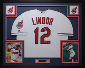 Francisco Lindor Autographed and Framed Cleveland Indians Jersey