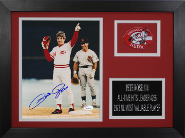 Pete Rose Autographed Cincinnati Reds Framed Baseball 8x10 Photo