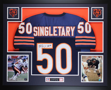 Mike Singletary Autographed HOF 98 and Framed Blue Chicago Bears Jersey  Auto JSA COA