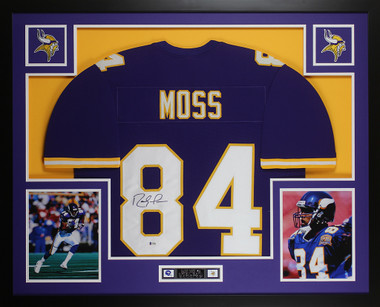 thejerseysourceautographsthejerseysourceautographs Randy Moss Minnesota Vikings Autographed Purple Pro Style Stat Jersey- (BAS COA)