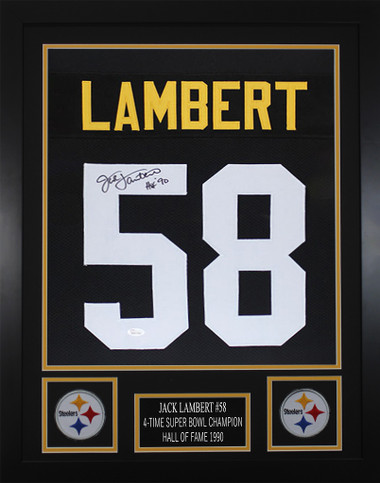 Jack Lambert Signed Pittsburgh Steelers Framed Black Jersey with