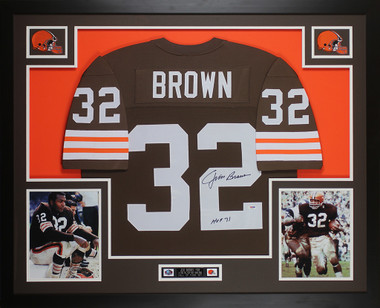 Jim Brown Autographed and Framed Brown Cleveland Browns Jersey