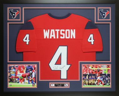 Deshaun Watson Autographed and Framed Red Houston Texans Jersey