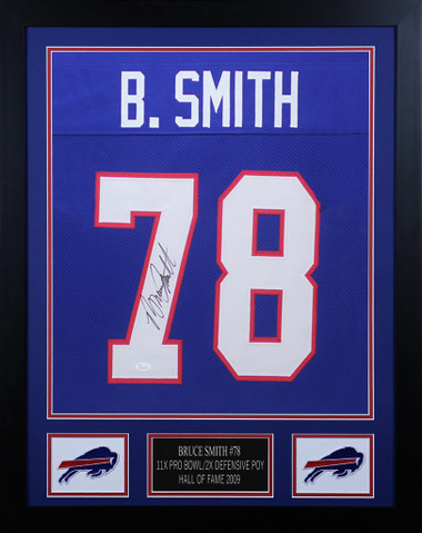 Bruce Smith Autographed and Framed White Buffalo Bills Jersey Auto JSA COA