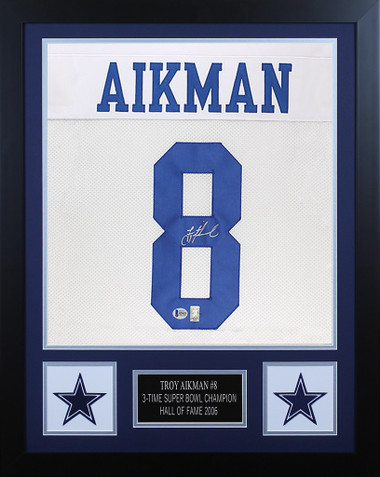 Troy Aikman Autographed Blue W/ White Pro Style Jersey - Beckett