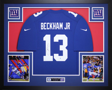 Odell Beckham Jr Signed New York Giants Blue Jersey (Beckett) 3×Pro Bowl  W.R.