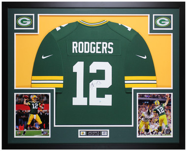 Aaron Rodgers Autographed & Framed Green Bay Nike Jersey Auto Fanatics  COA