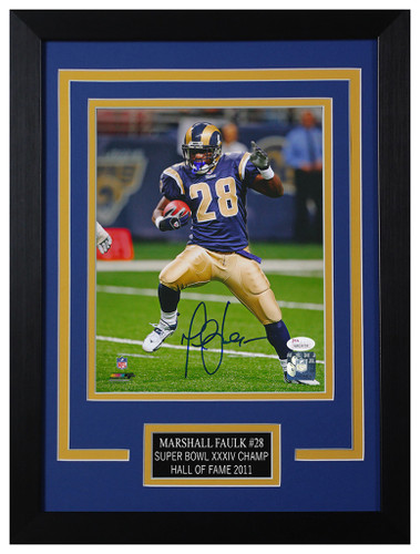 Marshall Faulk Autographed Blue St Louis Jersey - Beautifully