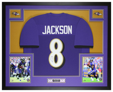 LAMAR JACKSON (Ravens black TOWER) Signed Autographed Framed Jersey JS –  Super Sports Center