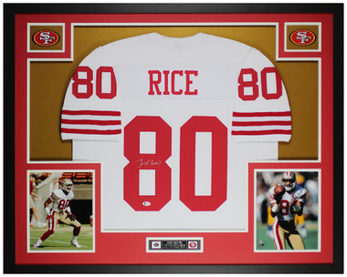 Jerry Rice Autographed & Framed Red San Francisco 49ers Jersey Auto Beckett  COA