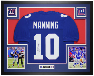 Eli Manning Autographed & Framed Blue New York Jersey Auto Fanatics Cert