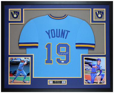 Paul Molitor Autographed and Framed Blue Brewers Jersey