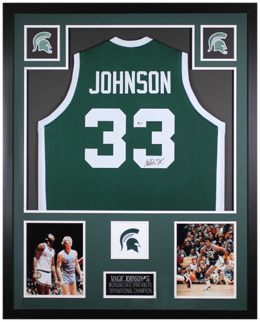 Le'Veon Bell Signed Michigan State Spartans 35.5 x 43.5 Custom Framed  Jersey (JSA COA)