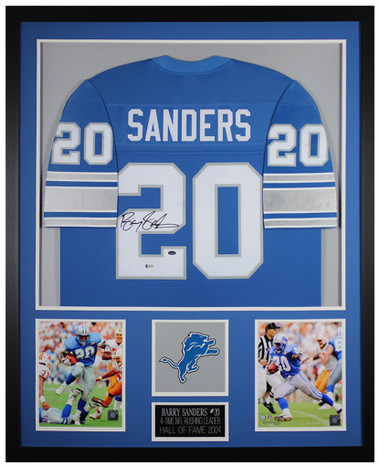 Barry Sanders Autographed Detroit Lions Jersey Framed BAS Signed  Memorabilia - Inscriptagraphs Memorabilia