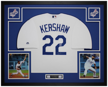 Dodgers Clayton Kershaw Authentic Signed White Majestic Framed Jersey JSA