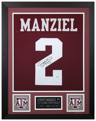 Johnny Manziel Autographed and Framed White Aggies Jersey