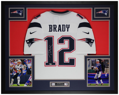 Tom Brady Autographed and Framed White Michigan Jersey