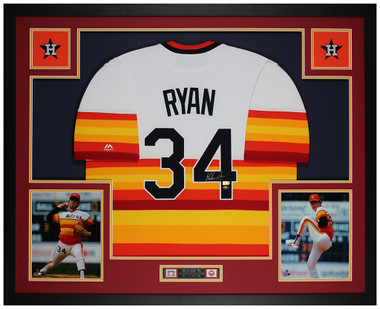 Nolan Ryan Signed Houston Astros Majestic Rainbow Sleeve Jersey