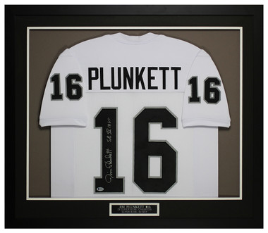 Jim Plunkett Autographed and Framed Black Raiders Jersey