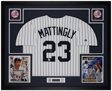 Fanatics Authentic Don Mattingly New York Yankees Autographed Deluxe Framed White Pinstripe Mitchell & Ness Authentic Jersey