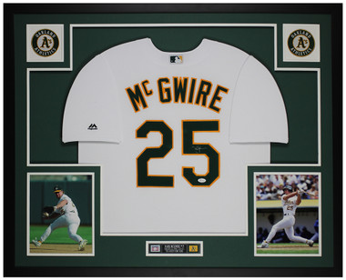 Oakland Athletics Mark McGwire Autographed Framed Green Jersey JSA Stock  #185079