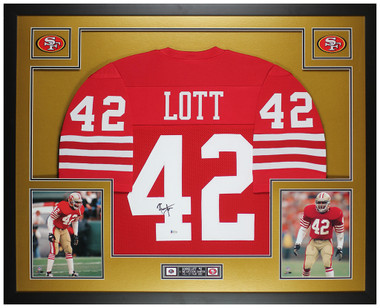 49ers Ronnie Lott Authentic Signed Red Pro Style Framed Jersey BAS