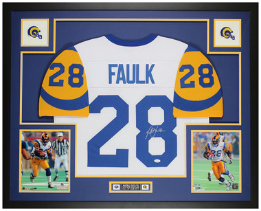 Marshall Faulk Autographed St Louis Custom White Football Jersey - BAS COA