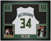 Giannis Antetokounmpo Autographed and Framed Milwaukee Bucks Jersey