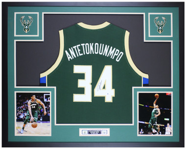 Giannis Antetokounmpo Signed Framed Jersey, pta2022