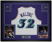 Karl Malone Autographed and Framed Utah Jazz Jersey